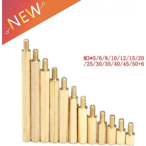 10Pcs M3*(5-50)+6mm Hex head Brass Spacing Screws Threaded Pillar PCB Computer PC Motherboard StandOff Spacer