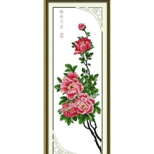 National beauty and heavenly fragrance peony cross stitch kit 14ct 11ct hand embroidery DIY handmade needlework supplies bag