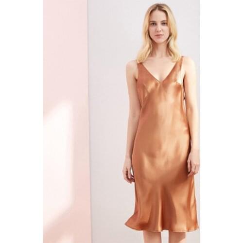 100 Silk nightdress Women Party Night Summer luxury Brand Summer Clothes Office Lady crepe satin Nightgown Long