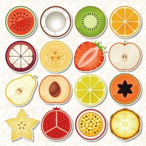 New 16pcs/lot Colorful Cartoon Fruit Fridge Stickers magnetic Cartoon Fridge Magnets children Stickers for home