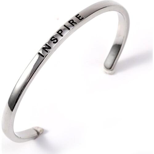Punk Letters Open Bangles Fashion Jewelry Silver Color Simple Cuff Bracelets & Bangles For Women Man Party Best Lovers Gift