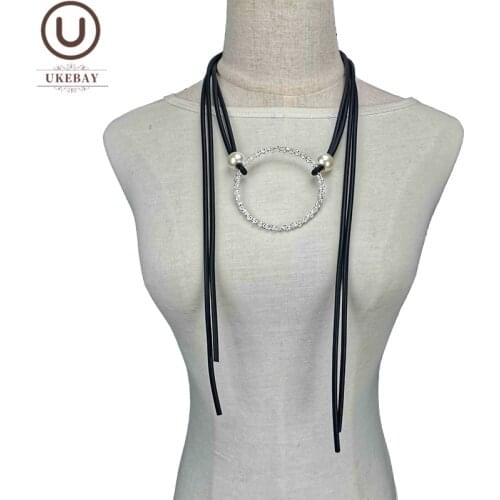 UKEBAY New Handmade Pendant Necklaces Women Statement Necklace Boho Rubber Jewelry Black Clothes Chain Gift Female Jewellery