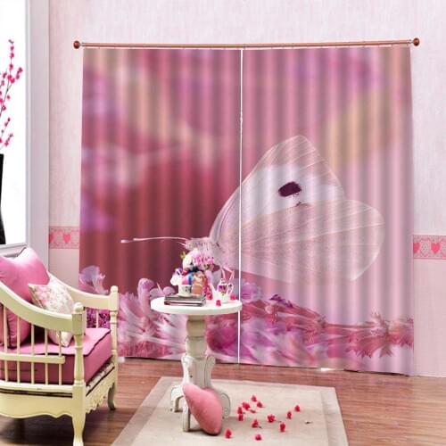 Butterfly Print Window Curtains for living room bedroom Kitchen Room flower Drapes Decor