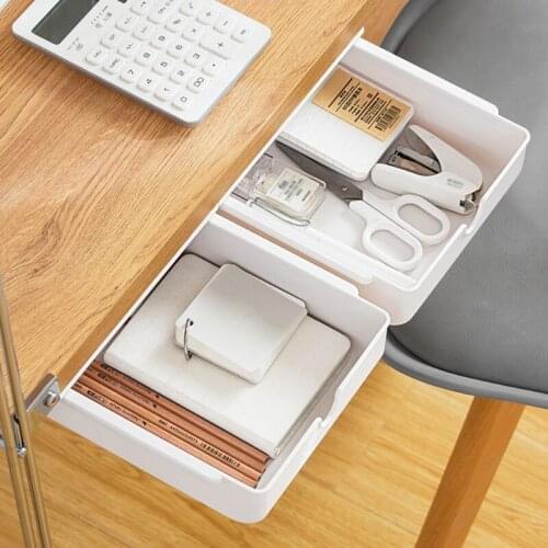 Potable Under Desk Storage Box Drawer Hidden Stationery Office Home Storage Organizer Pencil Tray Kitchen Fork Storage Tray
