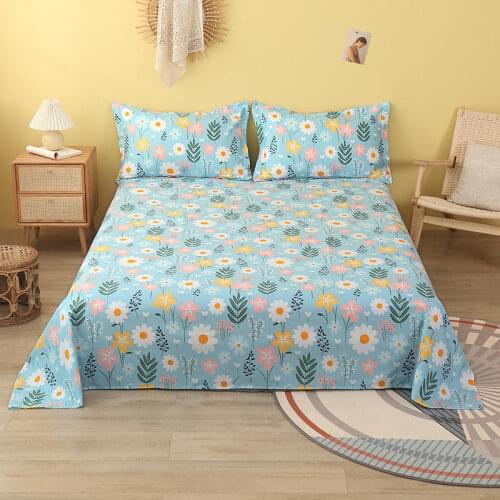 1 pc 100% Cotton Bedding Sheets Queen/King Size juego sabanas Colorful Floral Flat Sheet For Adult Kids Bed Linens