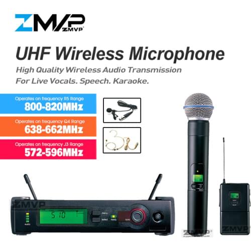 UHF Professional SLX24 Performance Wireless Microphone With BETA58A Handheld Transmitter Bodypack Headset Lavalier Condenser Mic