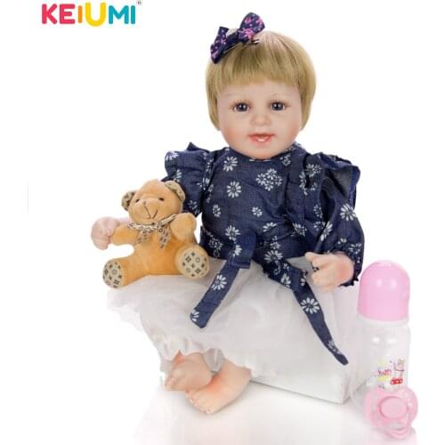 KEIUMI Realistic 17'' New Style Lovely Reborn Menino Soft Silicone Vinyl Reborn Baby Doll 42 cm kid Playmates For Birthday Gifts