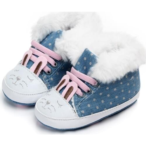 Baby Girls Boots Winter Newborn Shoes Warm Dot Print infant Snow Boots Plus Velvet Baby Shoes