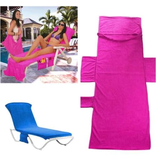 215x75cm Lounger Mate Beach Towel Sun Lounger Bed Holiday Garden Lounge Pockets Carry Bag