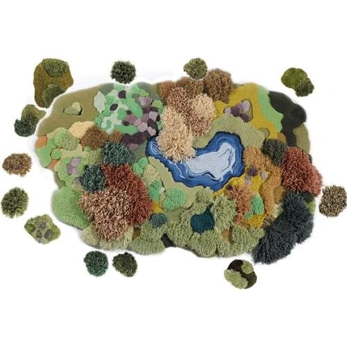 Creative Handmade 3D Carpet Bedside Area Rug Green Forest Decoration Children Room Decoration Floor Mat Villa Carpet