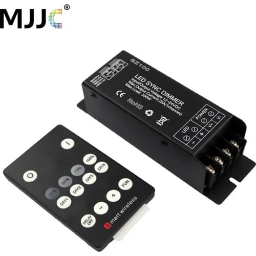 LED Dimmer 12V 24 Volt 300W PWM Wireless RF LED Dimmer Switch ON OFF with 14 Keys Remote for Single Color LED Strip Light