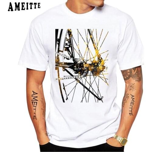 Cycling Bike Sport Art Watercolor T-Shirt New Summer Men Short Sleeve Vintage Bicycles Design Hip Hop Boy Tops White Casual Tees