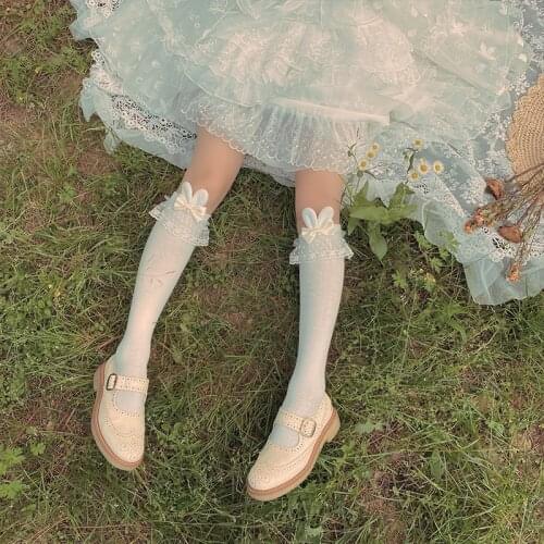 Rabbit Ear Lace Stockings Japanese Girl Cute Cotton Bunching Socks Women