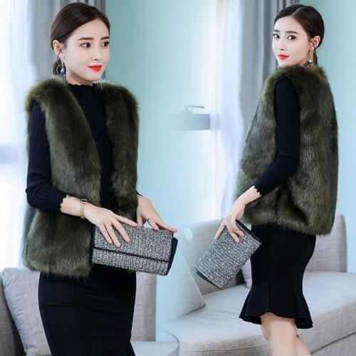 Women Long Artificial Fur Vests Female Winter Fashion Faux Fur Vest Jacket Ladies Warm Fake Fur Coat Overcoat Plus Size Q245