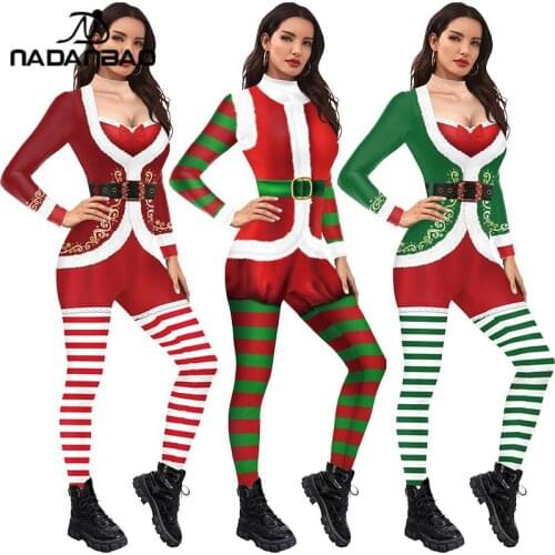 NADANBAO 2021 Christmas Cosplay Costumes 3D Digital Printing Jumpsuit Adult Festivals Outfits Bodycon Funny Bodywear Xmas Gift