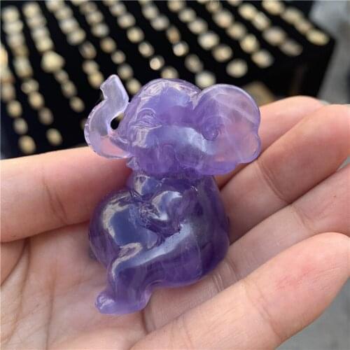 1pcs Natural Fluorite Handmade elephant Carving Crystal Healing Reiki Gemstone Home Decor Stone Crystal Craft