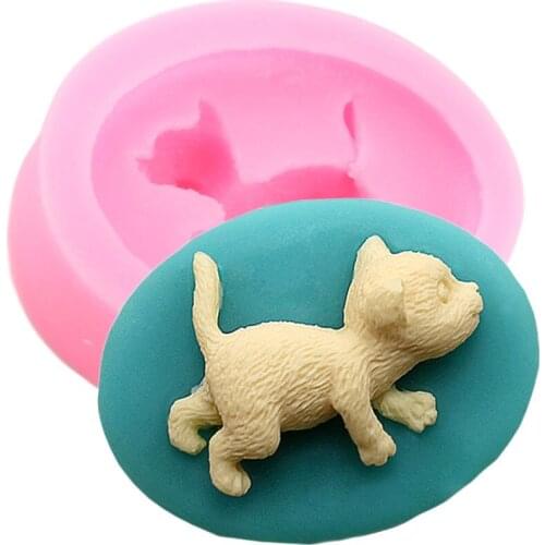 3D Cute Cat Chocolate Silicone Mold DIY Cupcake Topper Fondant Molds Baby Birthday Cake Decorating Tools Candy Clay Resin Moulds
