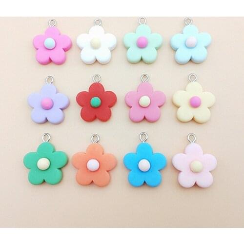 5pcs Frosted resin flower pendant with rounded corners Color Earrings Earrings, Stud Pendant, DIY Jewelry Accessories