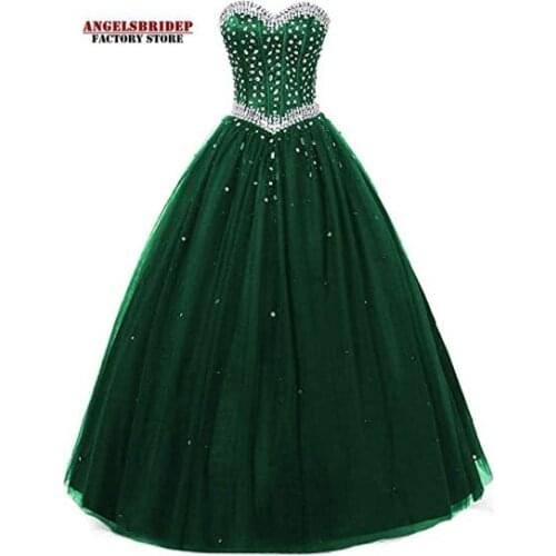 Angelsbridep Sweetheart Tulle Ball Gown Quinceanera Dress 2021 Vestidos De 15 Anos Luxury Crystals Beadings Sweet 16 Dress