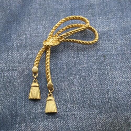 Bow knot brooches golden western antique vintage elegant tassel style restoring ancient ways a corsage