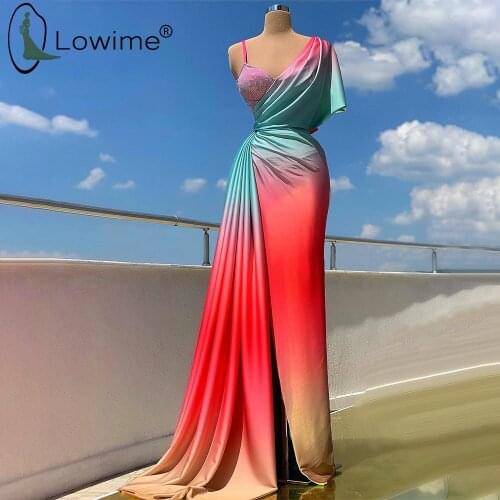 Gradient Color Straight Evening Dresses Sweetheart Neck Split Evening Gowns Long Formal Dress