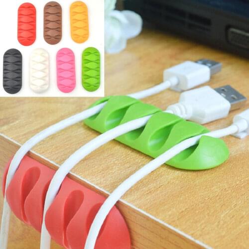Rubber Cable Winders Flexible Cord Management Cable Holder Clips For USB Mouse Headphone Earphone Network Smart Wire Organizer