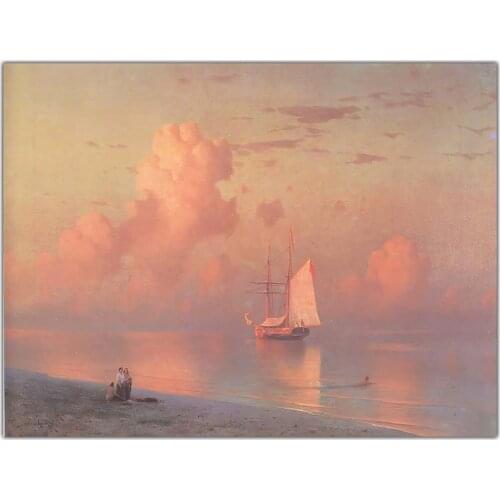 Holover Ivan Aivazovsky"The sunset"Romanticism Seascape Canvas Oil Painting Poster Aesthetic Home Interior Decoration