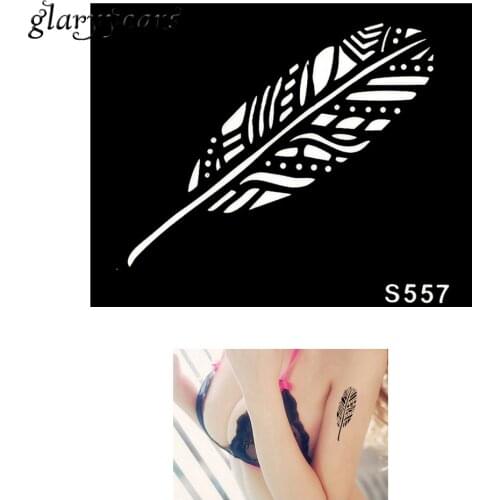 Hot 1 Piece Small Indian Henna Tattoo Stencil Health Body Art Leaf Pattern Design Airbrush Painting Tattoo Stencil Creative S557