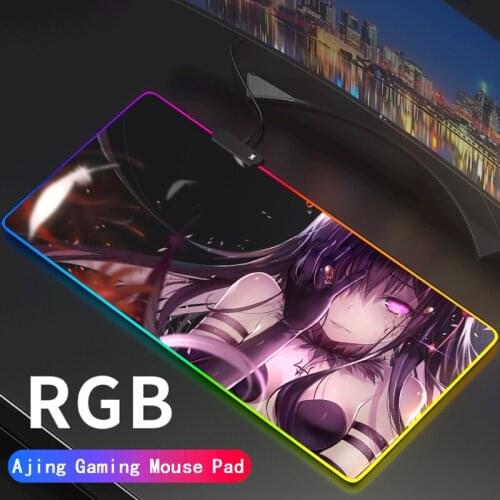 Anime Magical Girl Gaming Computer Mousepad RGB Large Mouse Pad Gamer XXL PC Desk Play Mat with LED Backlit DIY Carpet