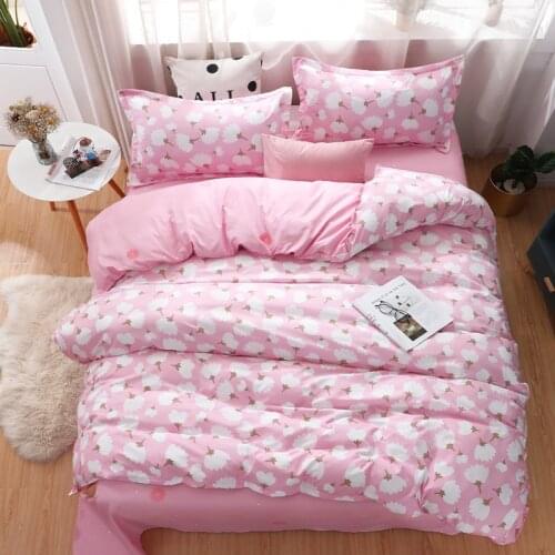 Chinese Style Pink Duvet Cover pillowcases 3pcs 220x240,White flower pattern Comforter Bedding Sets King Size quilt cover 2020