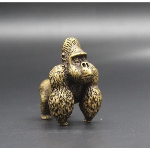 Pure copper office desktop mini ornaments gorilla orangutan home decoration