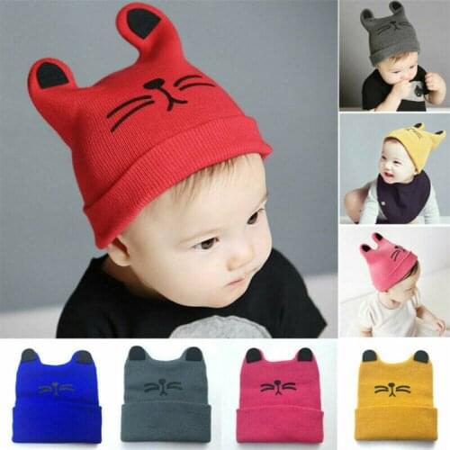 2019 Brand New Soft Cute Cat Infant Toddler Baby Girl Boy Winter Warm Crochet Knit Hat Beanie Lovely Bunny Ear Cotton Cap