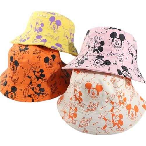 New Disney Mickey Cartoon Baby Hat Soft Spring Summer Kids Girl Boy Bucket Cap Outdoor Children Fisherman Sun Hat Shipping Free