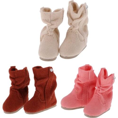 New Arrivals PU Leather Lovely 1/6 Beige Doll Boots Shoes Fit for 12'' Blythe Dolls Clothes Clothing Dresss Up Dolls Accessories