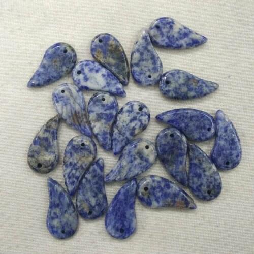 Wholesale 20pcs/lot 2018 Fashion top quality Natural sodalite stone carved angel wings charms pendants for jewelry making free