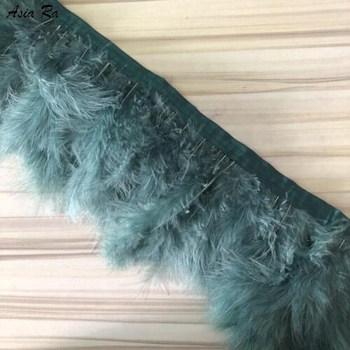 Old Green Dyed Natural Marabou Feathers Fringes 15-20CM 6-8" Width Real Feather Trim Trimming DIY Costumes Sewing Material Lace