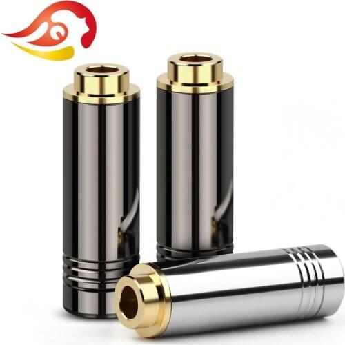 QYFANG 4.4mm 5 Pole Balanced Stereo Earphone Female Jack Audio Plug Bright Shell Metal Adapter DIY Wire Connector For Headphone