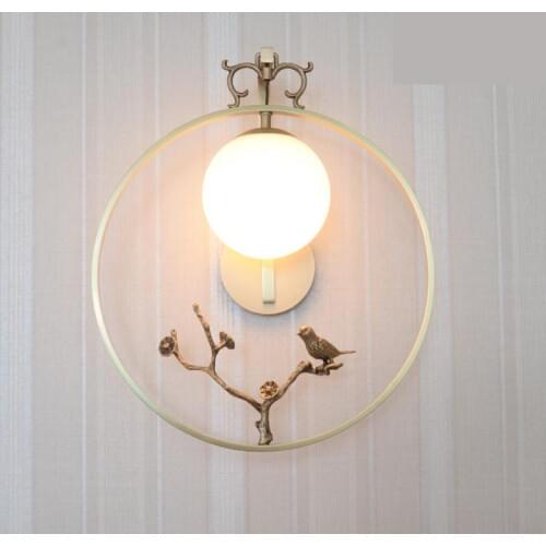 Luxury Chinese style Wall fixture Lighting for Living Room Villa hotel lobby Copper Wall Lamp Creative Bedroom Study wall Sconce