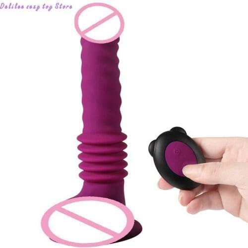 Silicone Rubber Adult Toy Electric Remote Controlling Large Penis Vibrator Thrusting Dildos Vibrator for Women