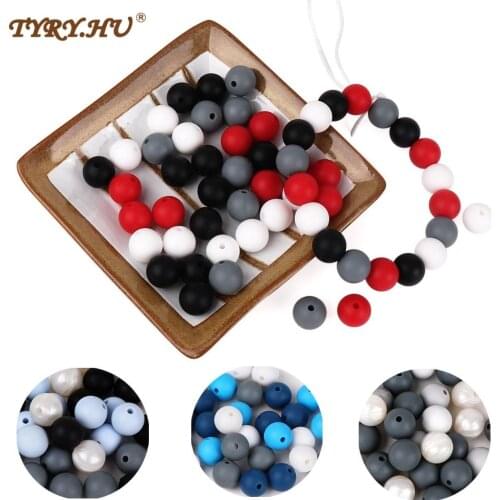 TYRY.HU 20pieces/lot Silicone Beads Baby Teething Beads 12mm Safe Food Grade Nursing Chewing Round Silicone Pearl Beads teether