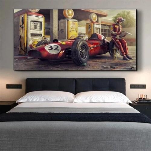 Vintage Car Posters and Prints Ferraris Classic Racing F1 Race Car Canvas Painting Cuadros Wall Art Picture For Home Decoration