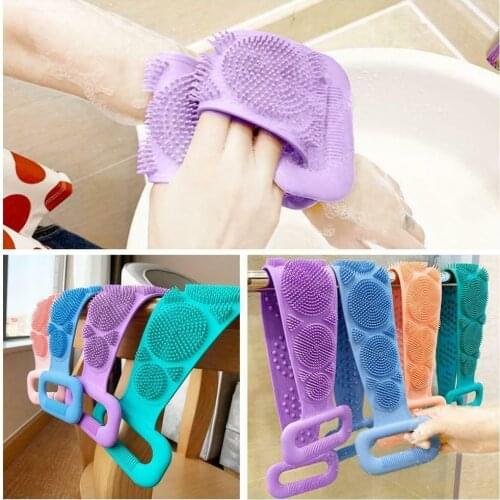 Magic Silicone Brushes Bath Towels Rubbing Back Mud Peeling Body Massage Shower Extended Scrubber Skin Clean Brushes Bathroom