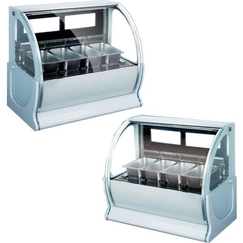 High Quality Ice Cream Display Cabinet Commercial Egg Roll Cone Ice Cream Sundae Storage Machine 4 Round Barrels Freezer