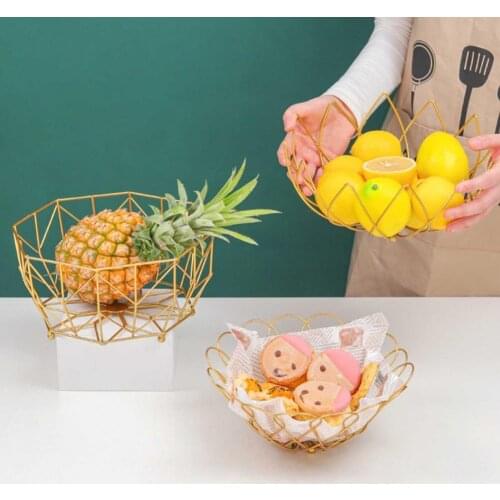 Iron Fruit Basket Luxury Multifunctional Nordic Style Household Snack Metal Fruit Stand Organizer Storage for Kitchen
