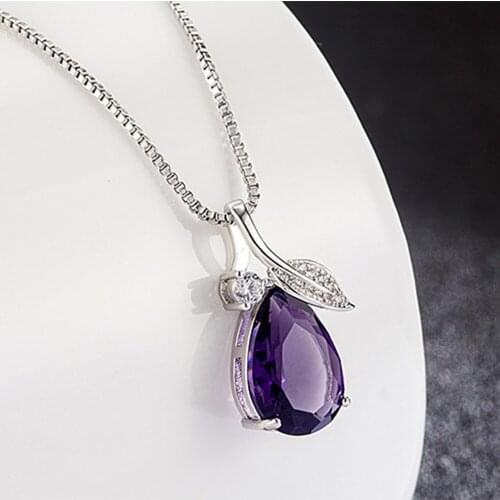 Crystal Pendant Necklace For Women Leaf Jewelry Female Rhinestone Long Chain Neck Accessories