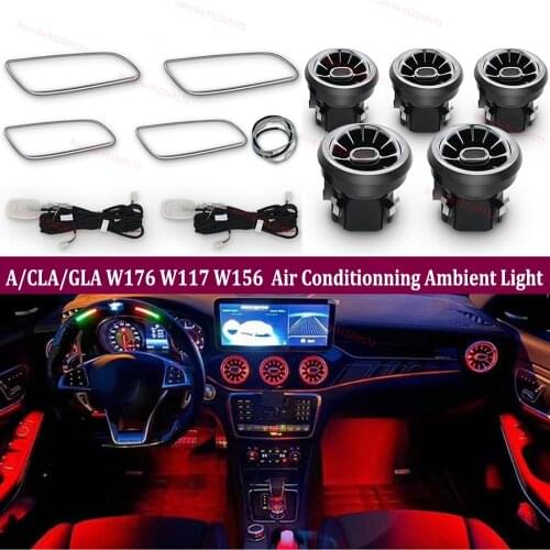 12 color LED Car Air Vent Outlet Turbine Nozzle Ambient Lamp For A/CLA/GLA class W176 W117 W156 For Kia Stinger Atmosphere Light