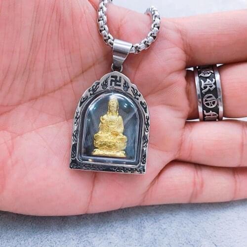 129 # Southeast Asia Thailand Greco-Buddhist pocket travel talisman Omnipotent Guanyin Buddha card Mantra Pendant safe Amulet