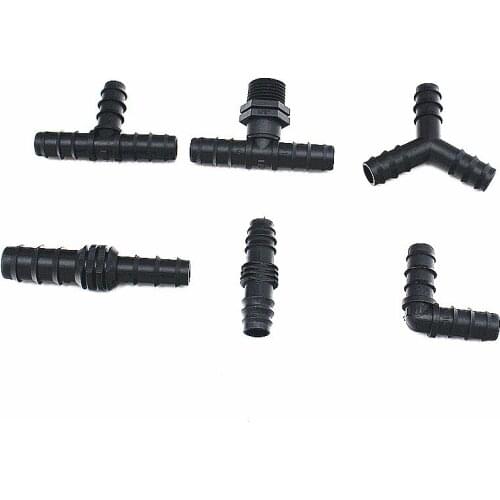 2PCS Dn16 Dn20 Dn25 Metric Fittings For LDPE Tubing Barb Straight Elbow Tee End Plug Garden Watering Accessory Drip Fittings