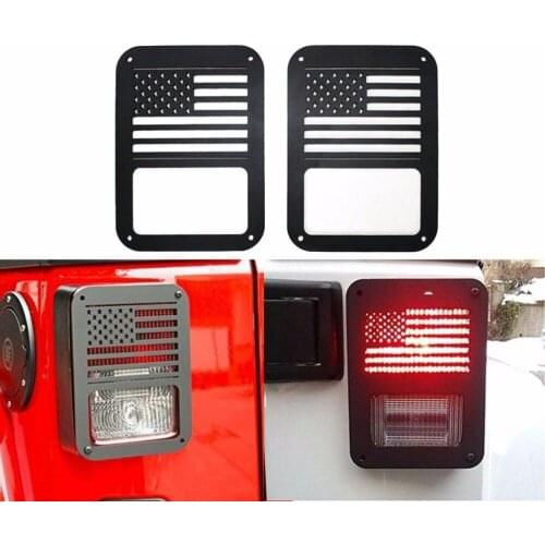 2 X Tail lamp Tail light Cover Trim Guards Protector for Jeep Wrangler Sport X Sahara Unlimited Rubicon 2007-2015 (USA Flag)