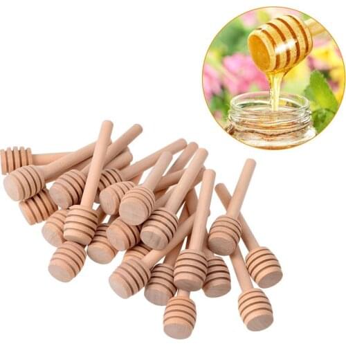 24PCS Mini Wood Honey Dippers Dinnerware Coffee Milk Tea Stirring Sticks Spoon For Kitchen Coffee Supplies